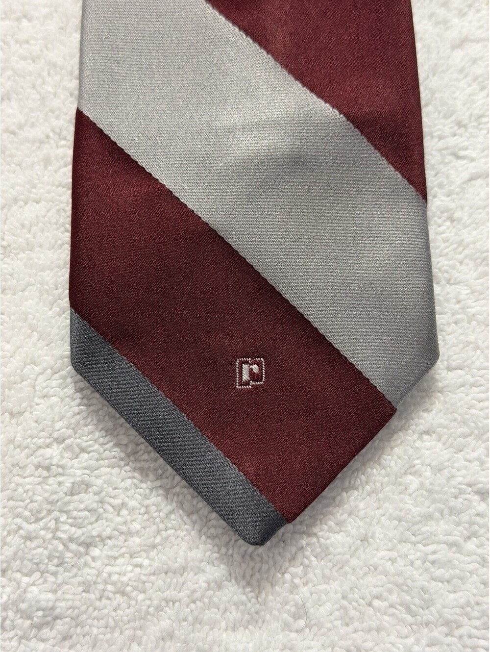 Vintage Gray Burgundy Striped Men’s Silk Necktie Paco Rabanne Paris 55"x3"